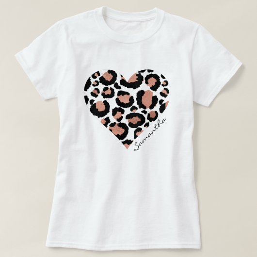Elegante Luipaard Hart Naam T-shirt (Design voorkant)