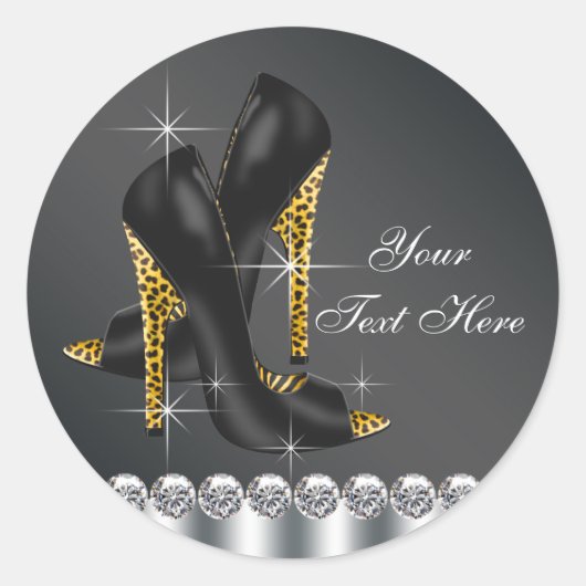 Elegante Luipaard Hoge Hak Schoen Stickers (Voorkant)