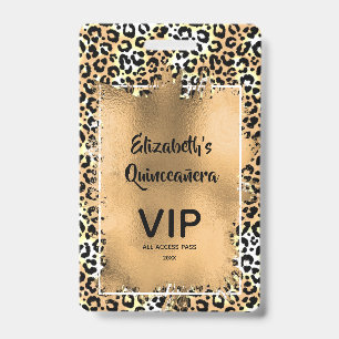 Elegante Luipaard Quinceañera Uitnodiging VIP Pas Badge