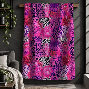 Elegante Luipaard Tijger Magenta Heet Roze Dekbed Sherpa Deken