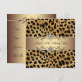 Elegante Luipaard Verjaardagsfeestje Kaart (Voorkant / Achterkant)