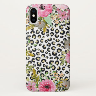 Elegante luipaarddruk en bloemenontwerp Case-Mate iPhone case