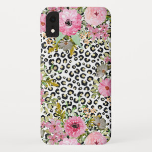 Elegante luipaarddruk en bloemenontwerp Case-Mate iPhone case