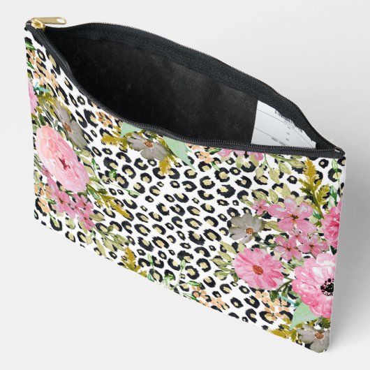 Elegante Luipaardprint en Bloemendesign Etui (Open)