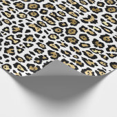 Elegante luipaardprint gouden folie zwart wit chic cadeaupapier (Hoek)