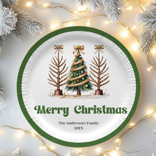Elegante Luipaardprint Kerstboom Papieren Borden Bordje