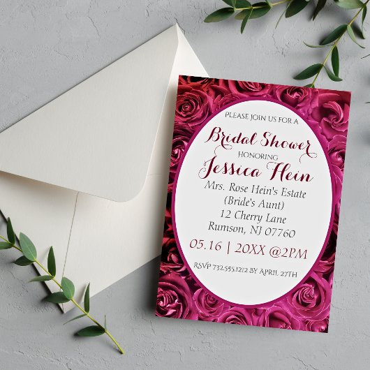 Elegante Lux Bruiloftsfeest Roze Rozen Uitnodiging