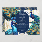 Elegante Lux Peacocks Garden Emerald Green Wedding Kaart (Voorkant / Achterkant)