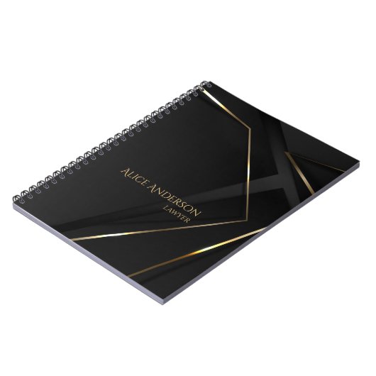 Elegante Luxe Abstract Zwart Advocaat Kantoor Notitieboek (Linkerzijde)