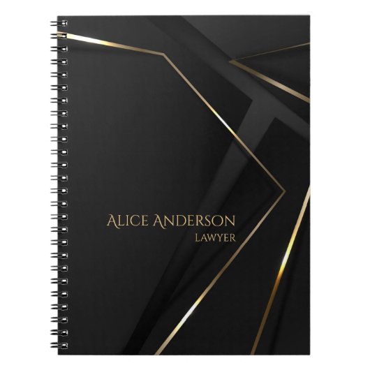Elegante Luxe Abstract Zwart Advocaat Kantoor Notitieboek (Voorkant)