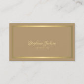 Elegante luxe beige en gouden QR-code kapper Visitekaartje (Voorkant)