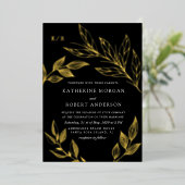 elegante luxe blad bruiloft folie uitnodiging (Staand Voorkant)