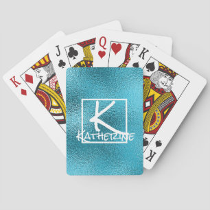 Elegante luxe blauwe glittersparkling glam bling pokerkaarten