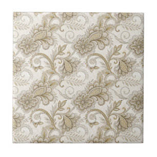 Elegante Luxe Bloem Motief Patroon Kunst Tegeltje