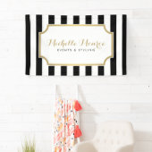 Elegante Luxe Bold Zwart en Witte Strepen Banner (Insitu)