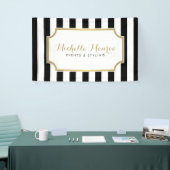 Elegante Luxe Bold Zwart en Witte Strepen Banner (Beurs)