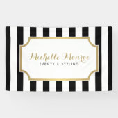Elegante Luxe Bold Zwart en Witte Strepen Banner (Horizontaal)