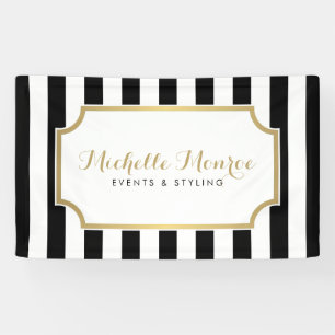 Elegante Luxe Bold Zwart en Witte Strepen Banner