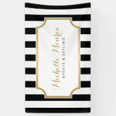 Elegante Luxe Bold Zwart en Witte Strepen Banner (Verticaal)
