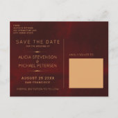 Elegante luxe bordeaux gouden bruiloft save date aankondigingskaart (Achterkant)