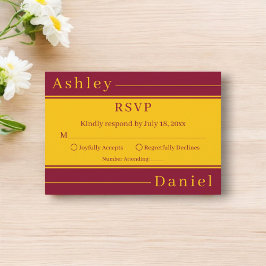 Elegante luxe Bourgogne en gouden strepen bruiloft RSVP Kaartje