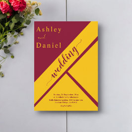 Elegante luxe Bourgondië en gouden vergulde bruilo Kaart