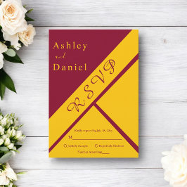 Elegante luxe Bourgondië en gouden vergulde bruilo RSVP Kaartje