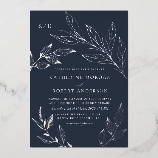 elegante luxe bruinkoolfolie uitnodiging (Voorkant)