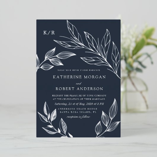 elegante luxe bruinkoolfolie uitnodiging (Staand Voorkant)