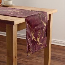 Elegante luxe burgundy gouden marmer korte tafelloper
