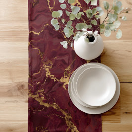 Elegante luxe burgundy gouden marmer korte tafelloper