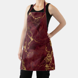 Elegante luxe burgundyrood goud marmer schort