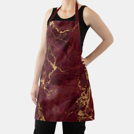 Elegante luxe burgundyrood goud marmer schort (Insitu)