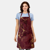 Elegante luxe burgundyrood goud marmer schort (Gedragen)