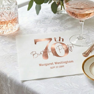 Elegante Luxe Chic Roze 70ste Verjaardag Servet
