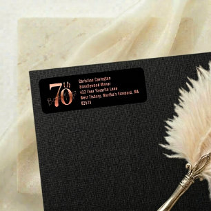 Elegante Luxe Chic Roze Goud 70e Verjaardag Etiket