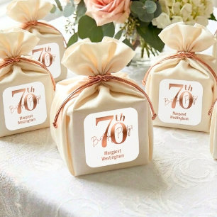 Elegante Luxe Chic Roze Goud 70ste Verjaardag Vierkante Sticker