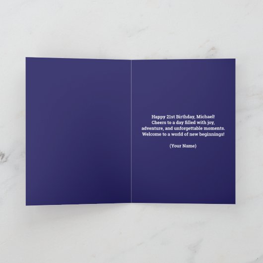 Elegante luxe chique Paarse 21e verjaardag Kaart (Binnen)