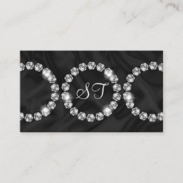 Elegante Luxe Diamanten Ring Glitter Zwart zijde Visitekaartje