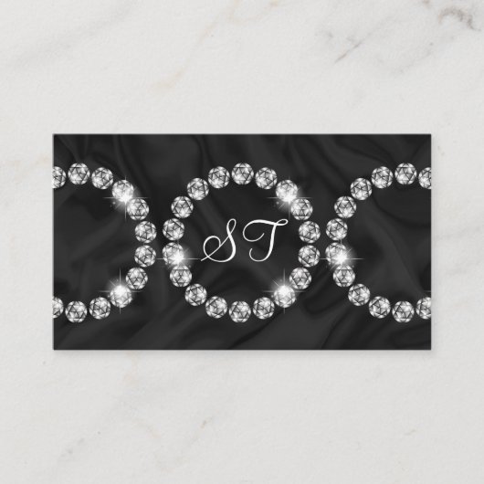 Elegante Luxe Diamanten Ring Glitter Zwart zijde Visitekaartje (Voorkant)