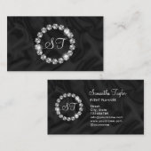 Elegante Luxe Diamanten Ring Glitter Zwart zijde Visitekaartje (Voorkant / Achterkant)