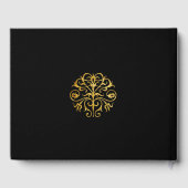Elegante luxe eenvoudige zwart-gouden bruiloft gastenboek (Achterkant)