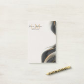Elegante Luxe Esthetiek Monogram Zwarte Sluier Post-it® Notes (Op bureau)