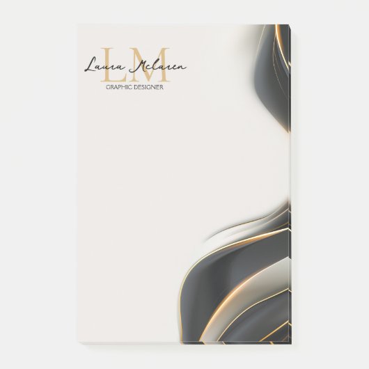 Elegante Luxe Esthetiek Monogram Zwarte Sluier Post-it® Notes (Voorkant)