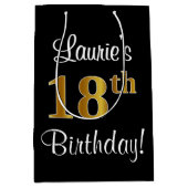 Elegante, luxe, Faux Gold look 18e verjaardag Medium Cadeauzakje (Voorkant)