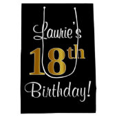 Elegante, luxe, Faux Gold look 18e verjaardag Medium Cadeauzakje (Achterkant)