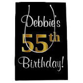 Elegante, luxe, Faux Gold look 55e verjaardag Medium Cadeauzakje (Voorkant)