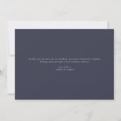 Elegante luxe formele foto donkerblauwe bruiloft save the date (Achterkant)
