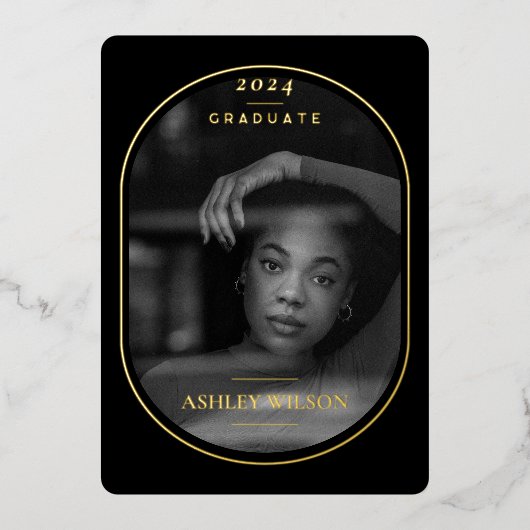 Elegante Luxe Foto Afstuderen Folie Aankondiging (Voorkant)