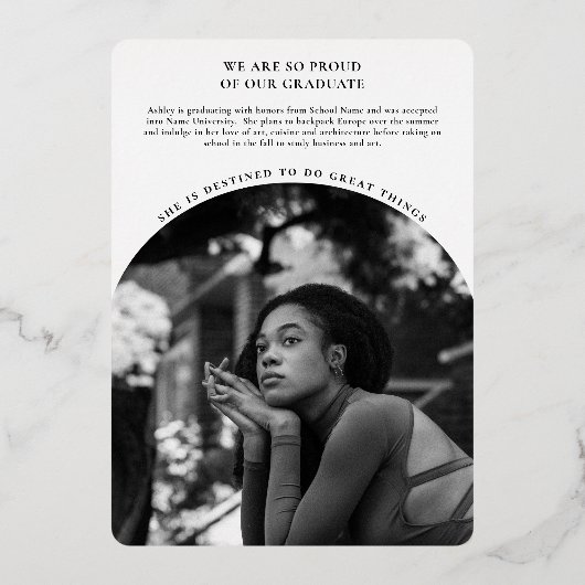 Elegante Luxe Foto Afstuderen Folie Aankondiging (Achterkant)